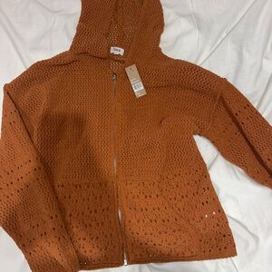 BKE Burnt Orange Knit Zip-Up Hoodie